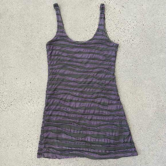 Free People Purple & Grey Striped Bodycon Mini Dress - Picture 1 of 5